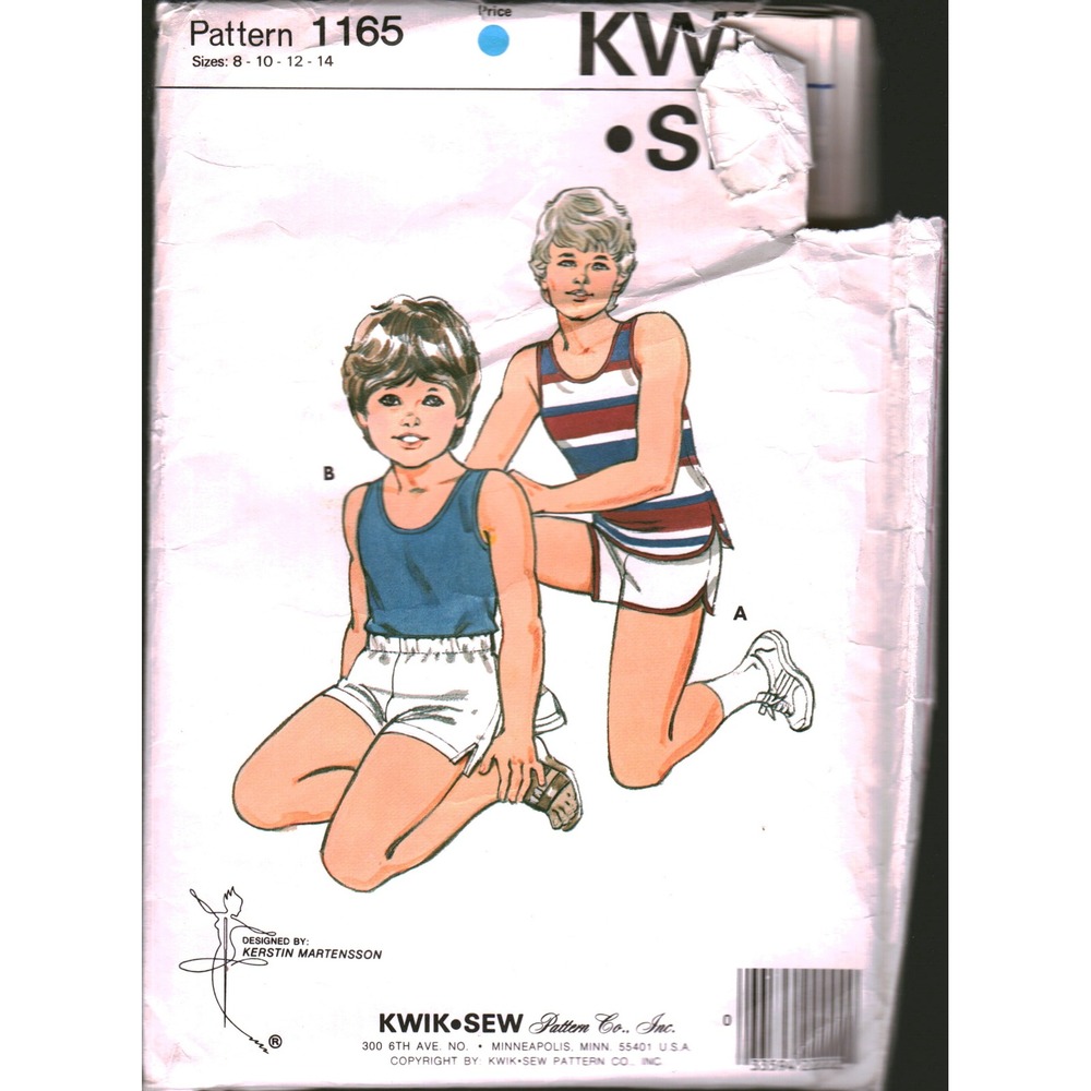 Vintage Kwik Sew 1165 Boys Tank Top and Shorts Sewing Pattern Sizes 8-14 UNCUT